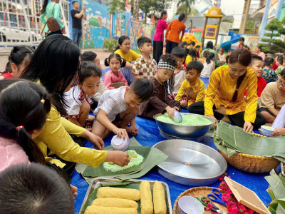 Trường MN Đoàn Thị Liên và "Ngày hội gói bánh tết Ất Tỵ"